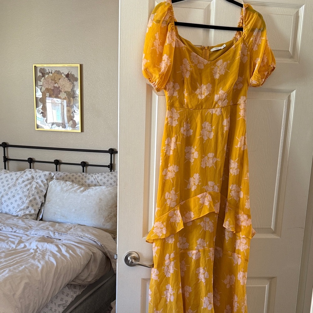 Lush Yellow Floral Midi Dress
